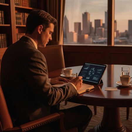 Executive men in a small group session