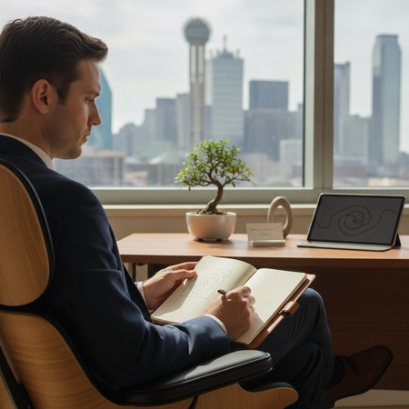 Doctoral behavior analyst consulting with executive male client