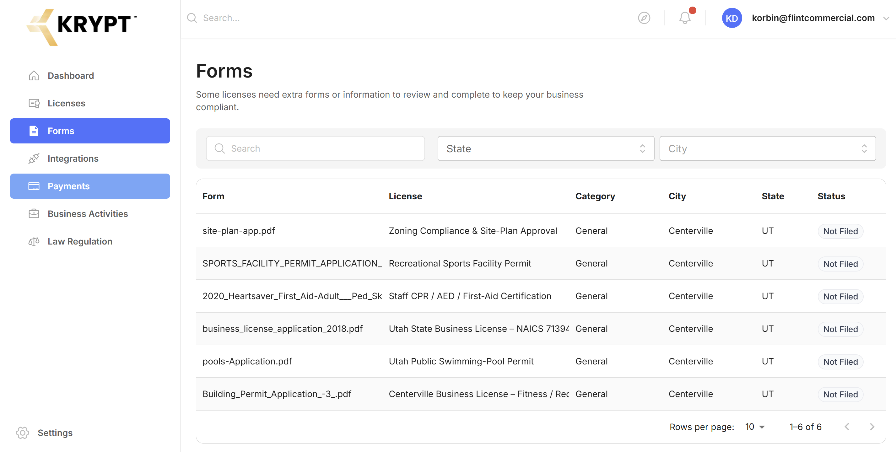 Forms library with official applications matched to each license