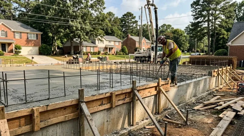 Commercial concrete slab foundation pouring contractor in Racine WI