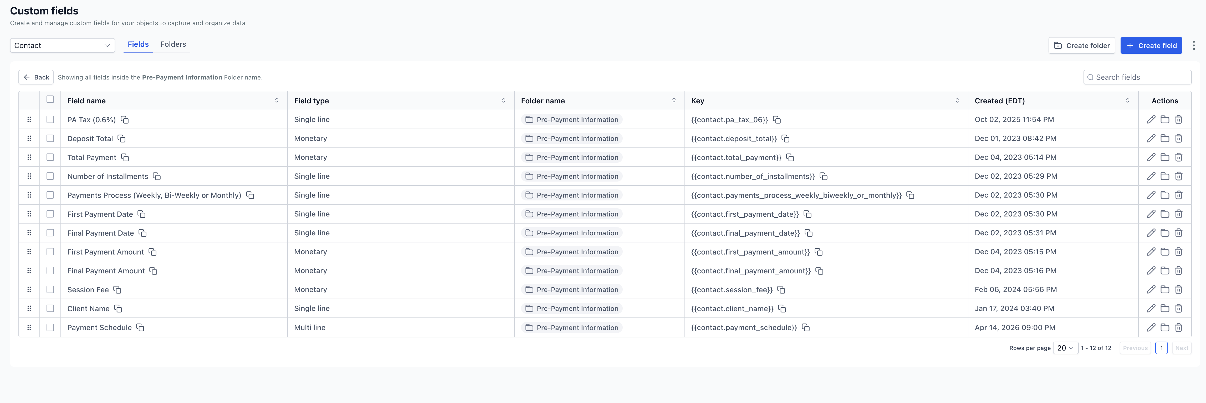 GHL Custom Fields