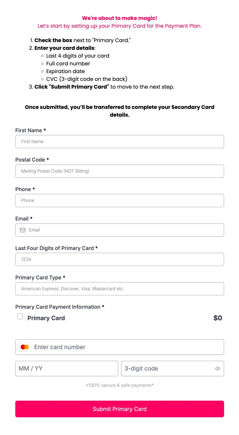 Primary Card Form