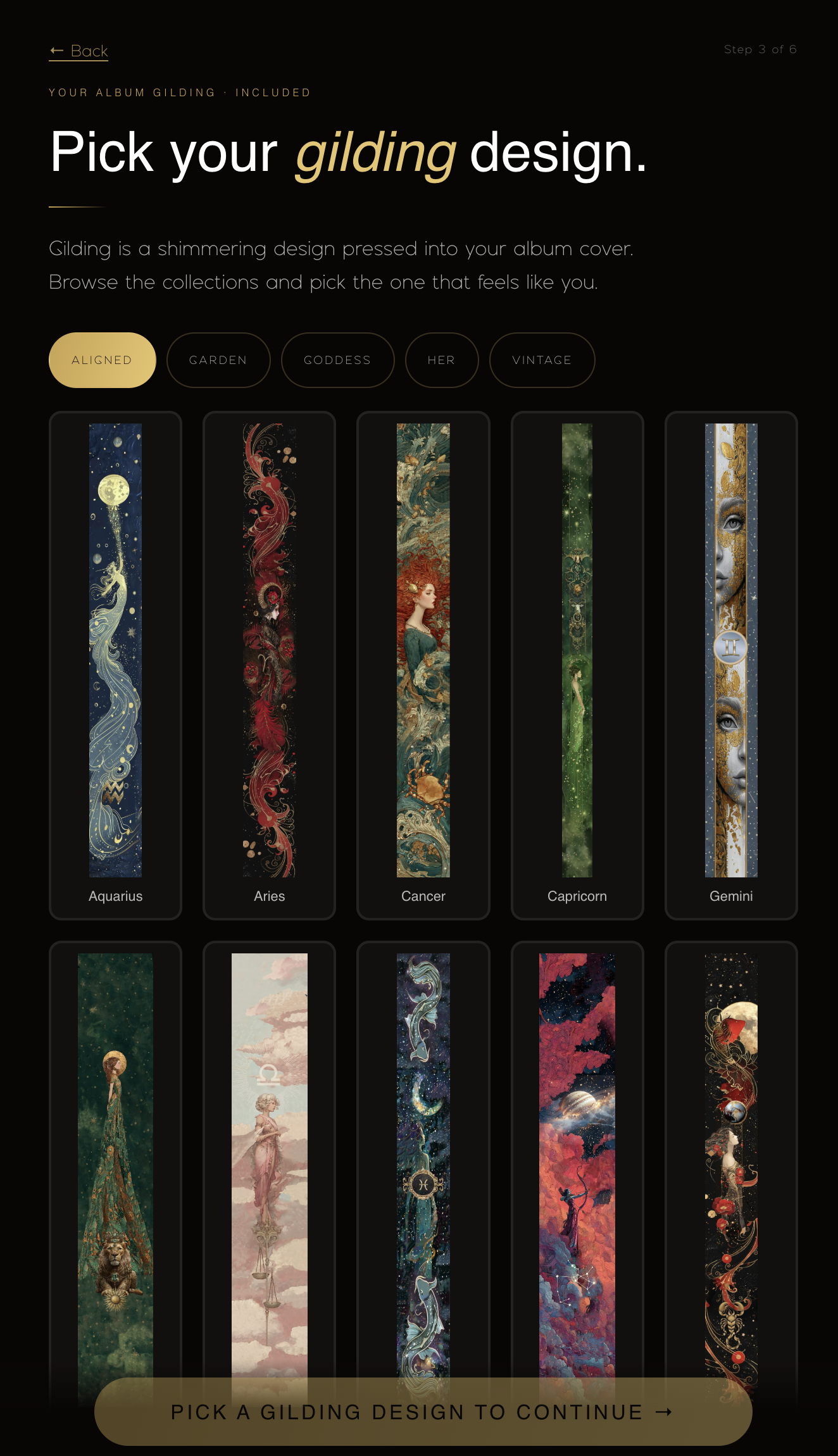 Gilding selection
