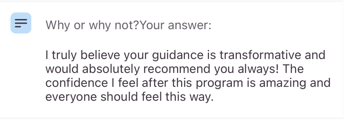Student testimonial