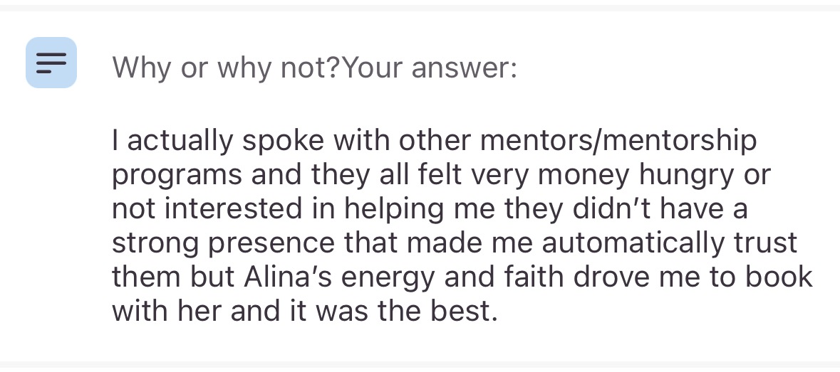 Student testimonial