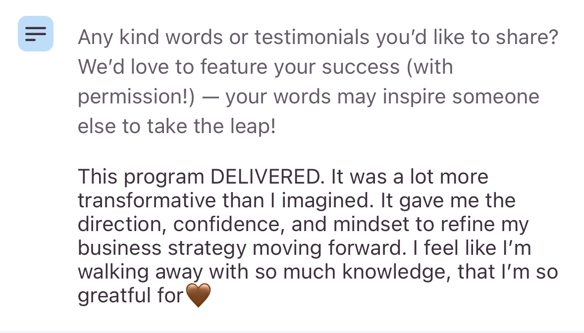 Student testimonial
