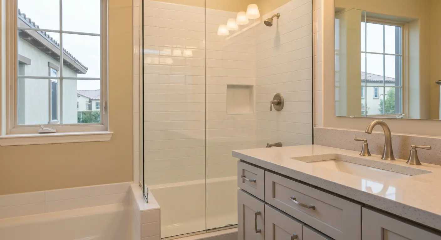 Bathroom with new fixtures and tile
