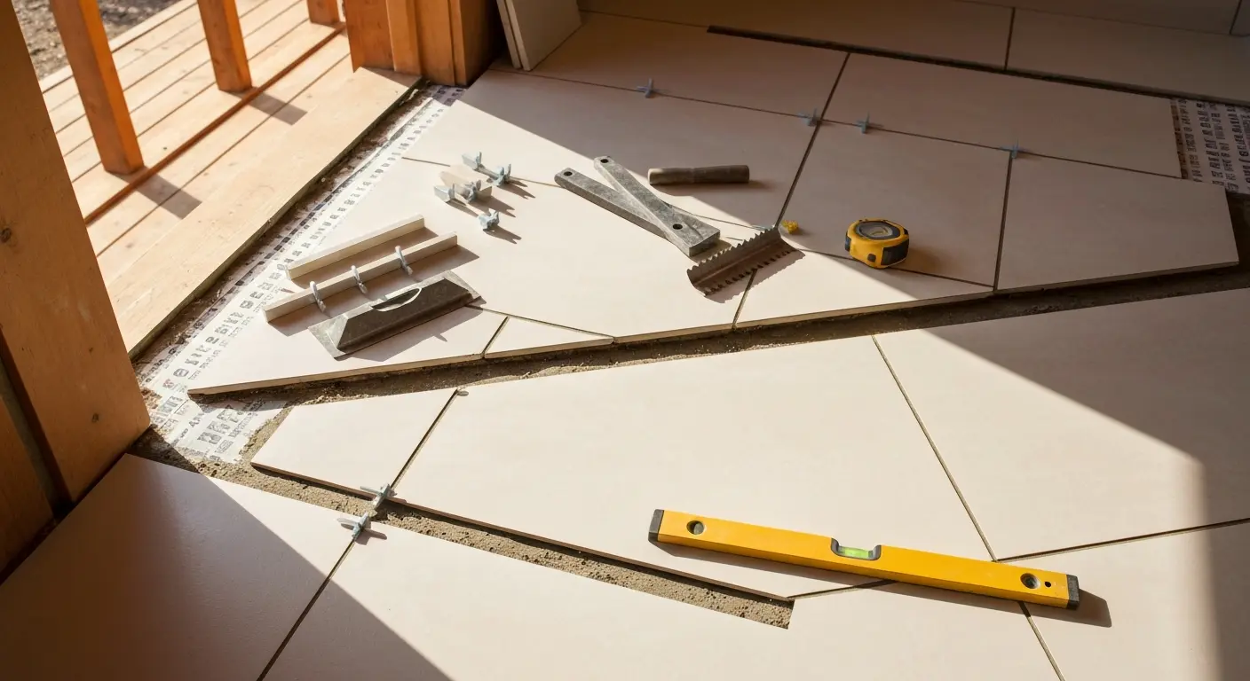 Ceramic tile flooring installation