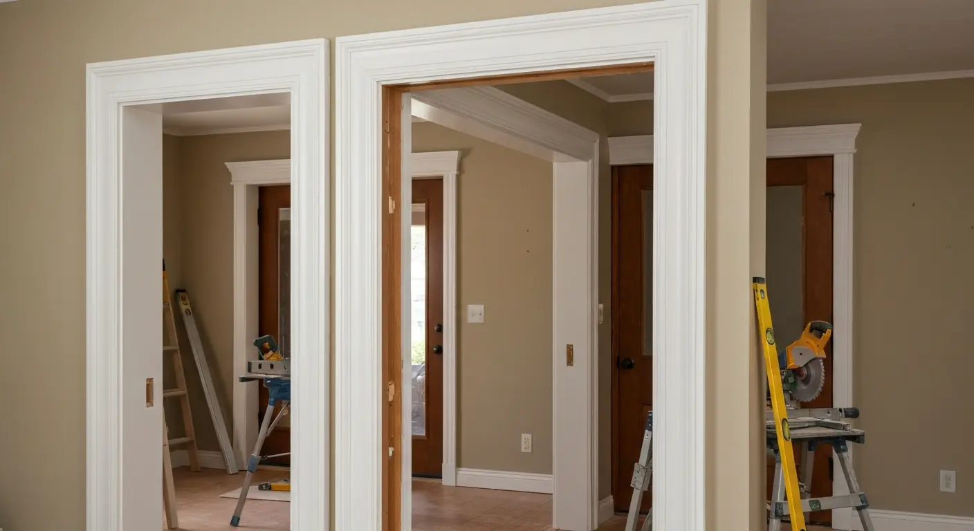 Interior door casing installation