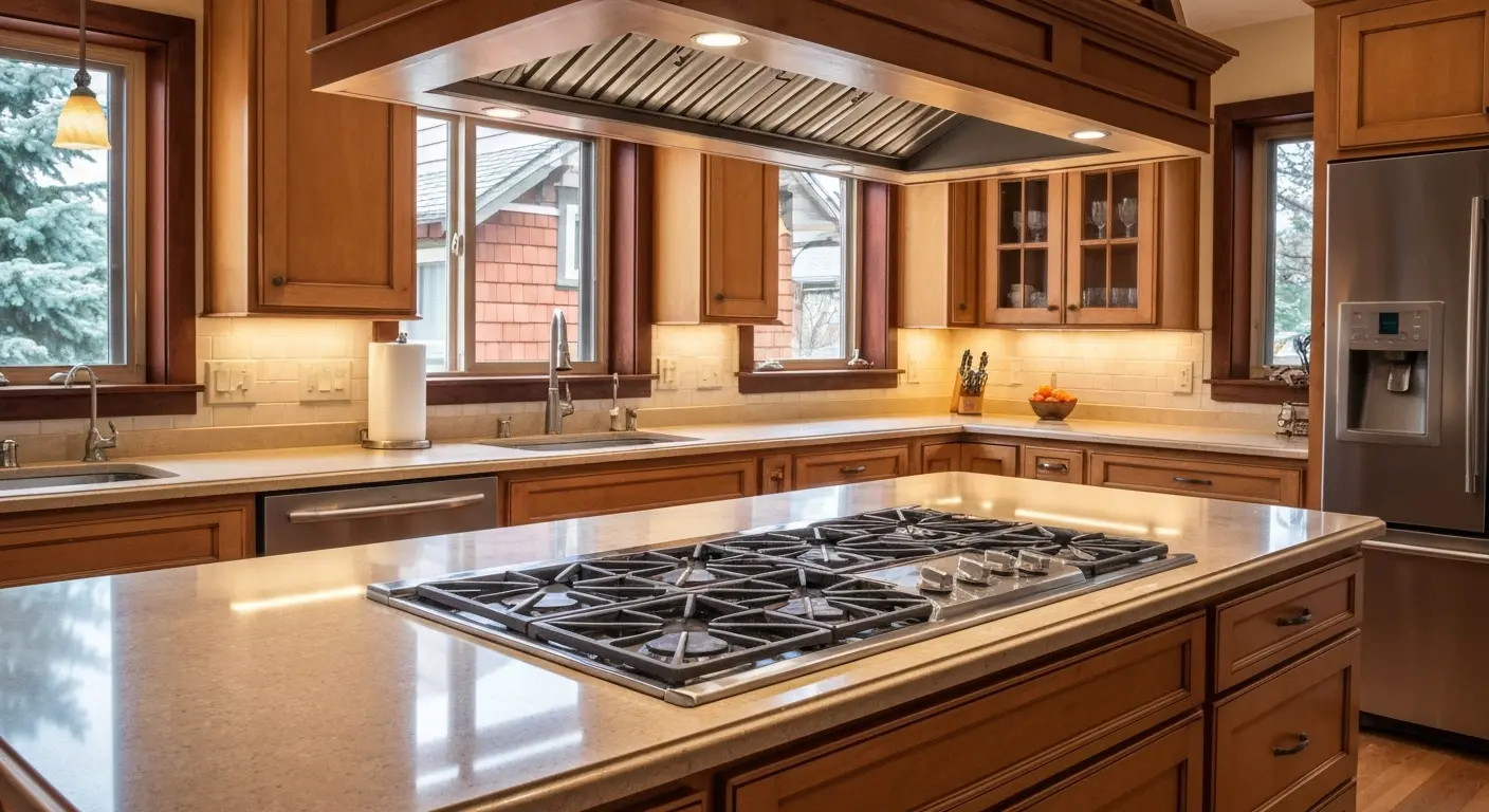 Kitchen island with cooktop