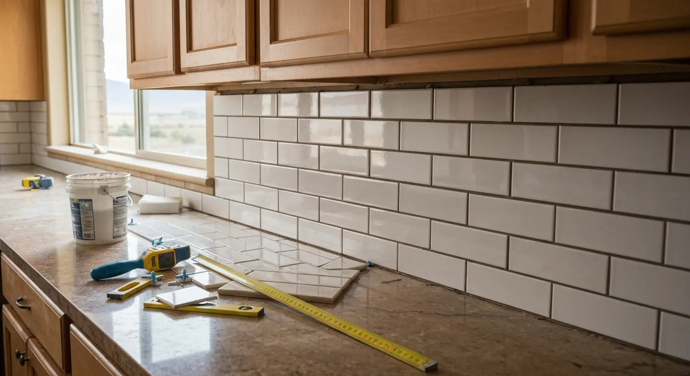 Backsplash tile installation