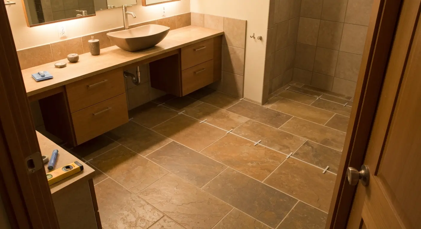 Natural stone bathroom flooring