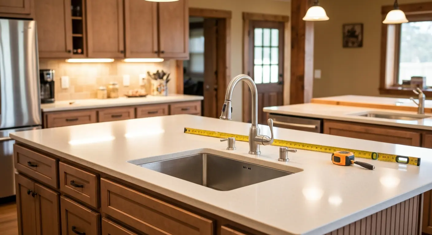 Kitchen island with prep sink