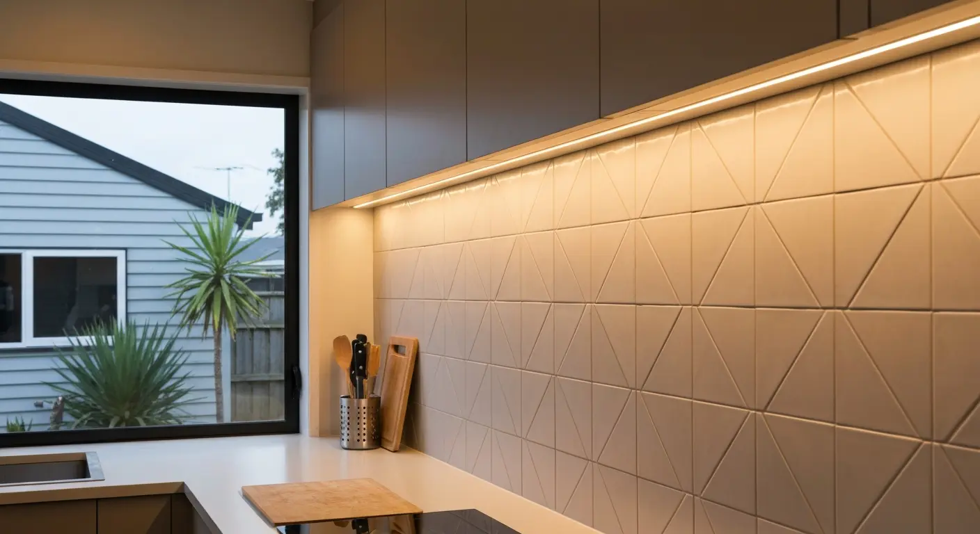 Kitchen lighting and backsplash