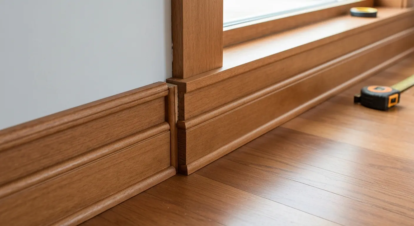 Wood baseboard installation