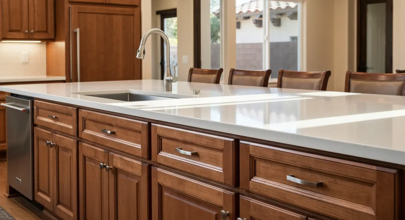 Custom kitchen with cabinets and countertops