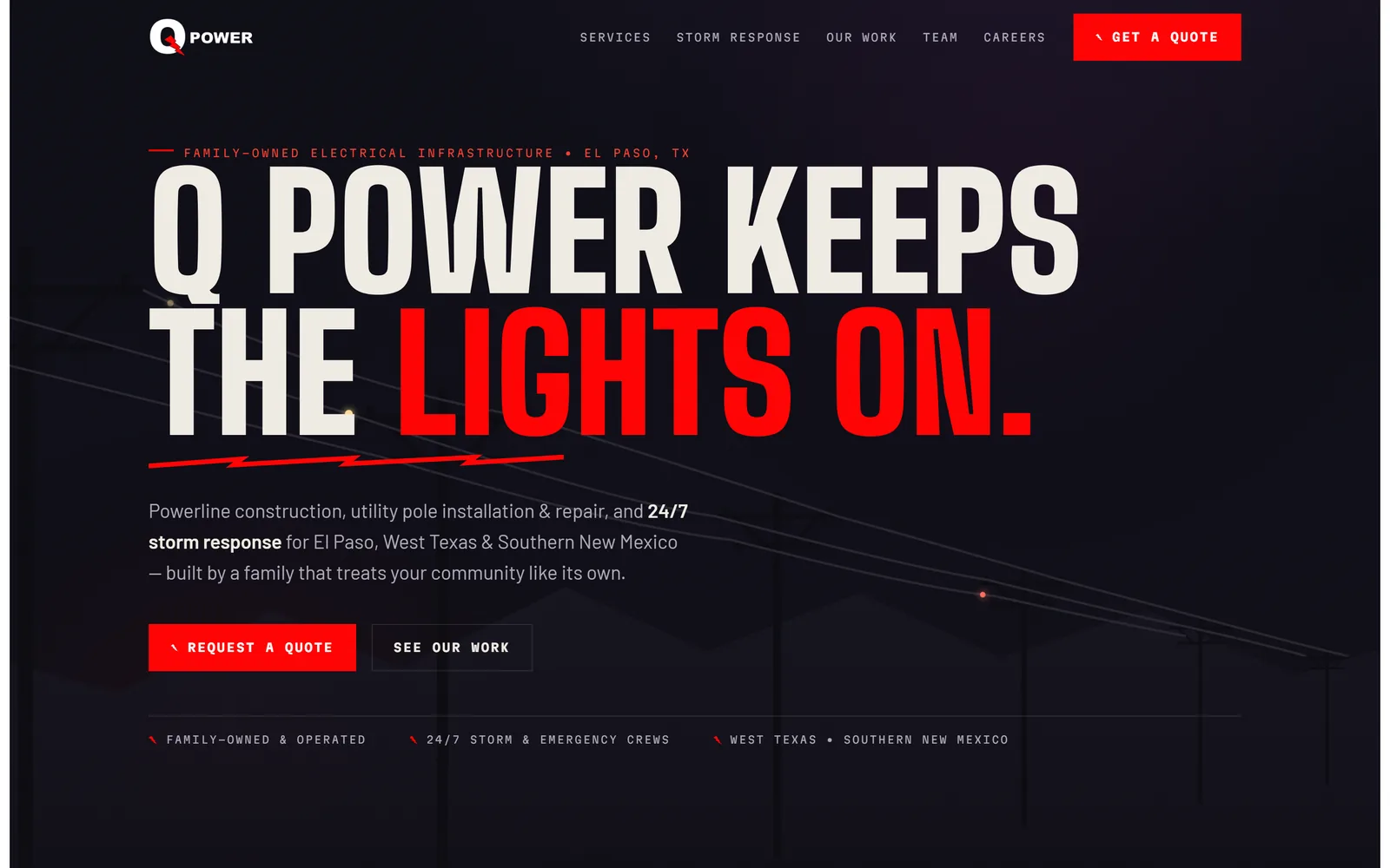 Q Power Enterprises homepage, built by Ah Web Oh!