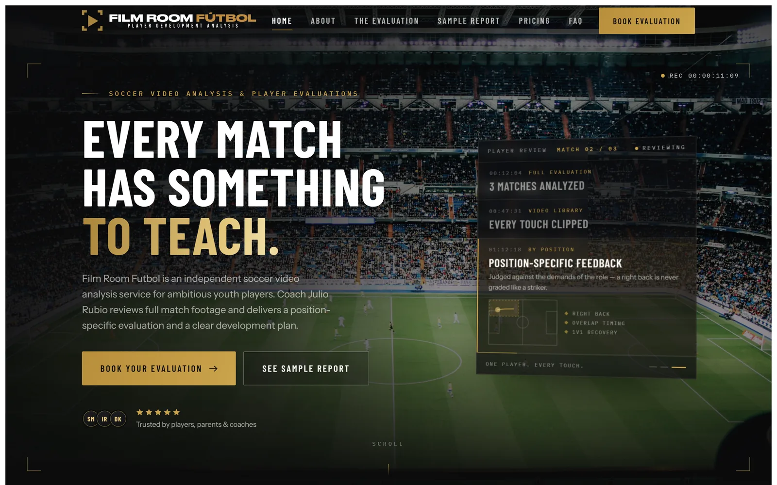 Film Room Futbol homepage, built by Ah Web Oh!