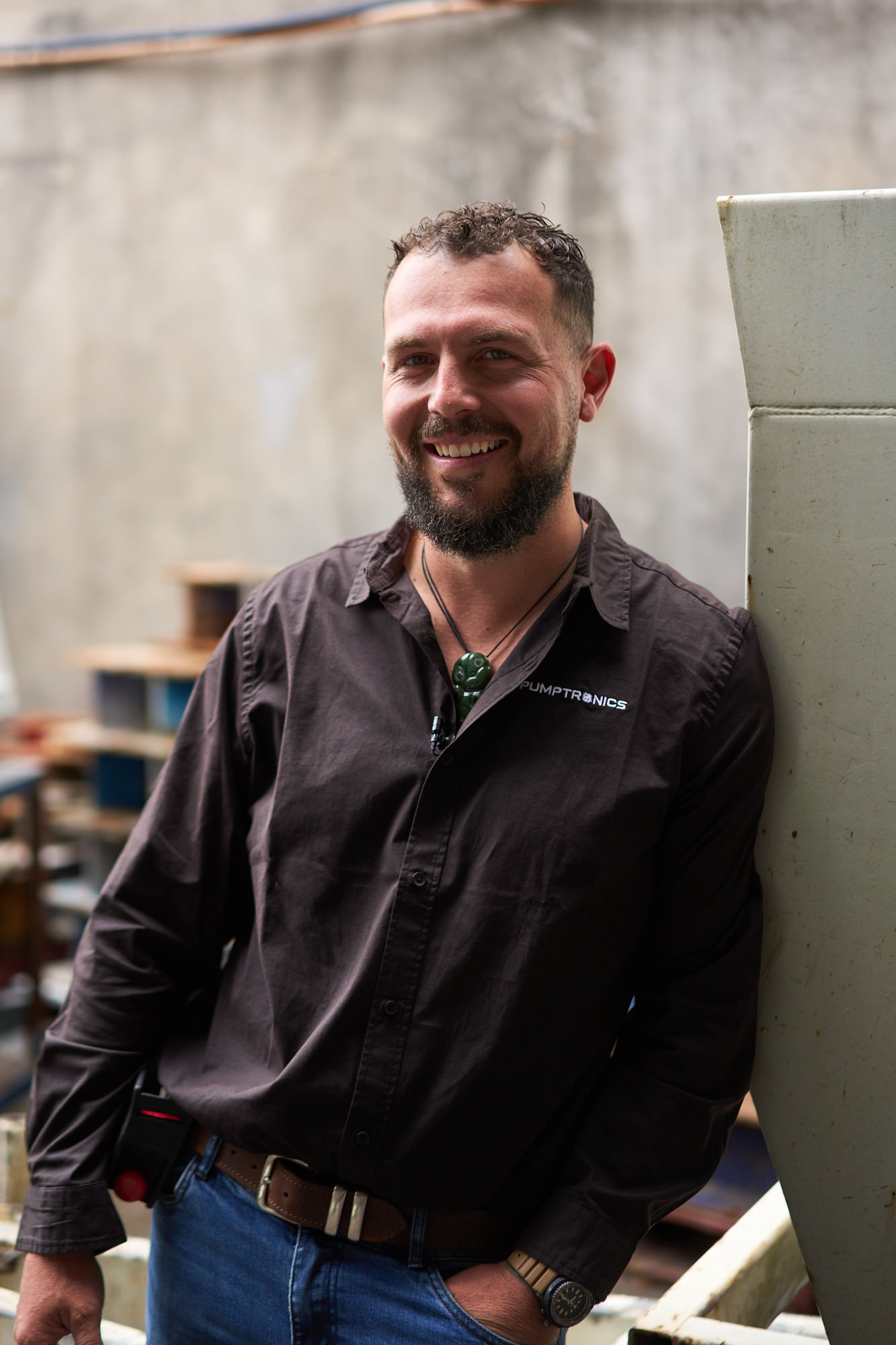 Sam O'Leary, founder of Pumptronics, in the workshop