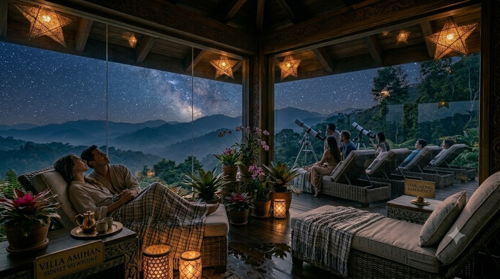 Quiet deck overlooking the hills in the afternoon