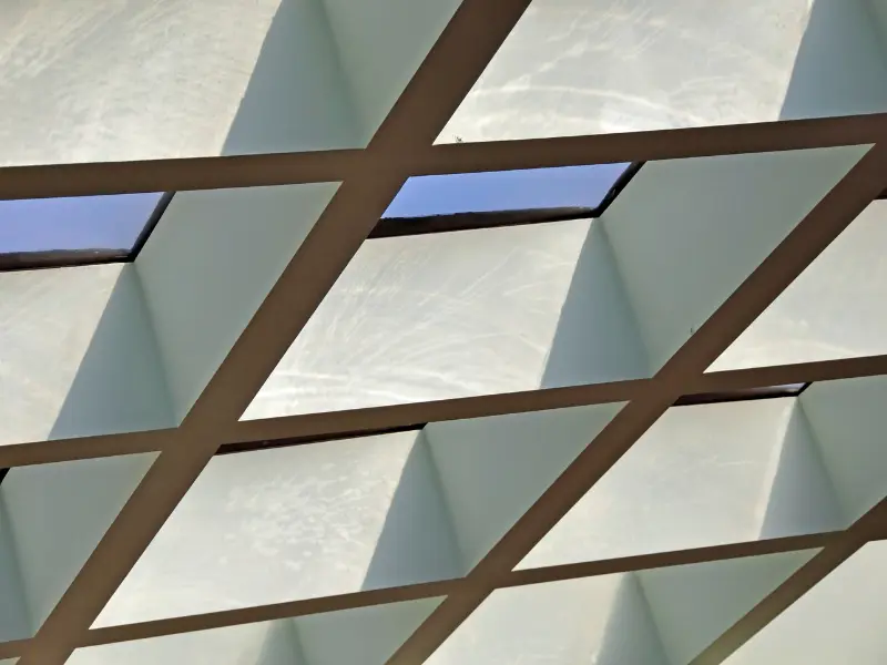 Angular skylight opening in a residential ceiling. Angular skylight opening in a residential ceiling.