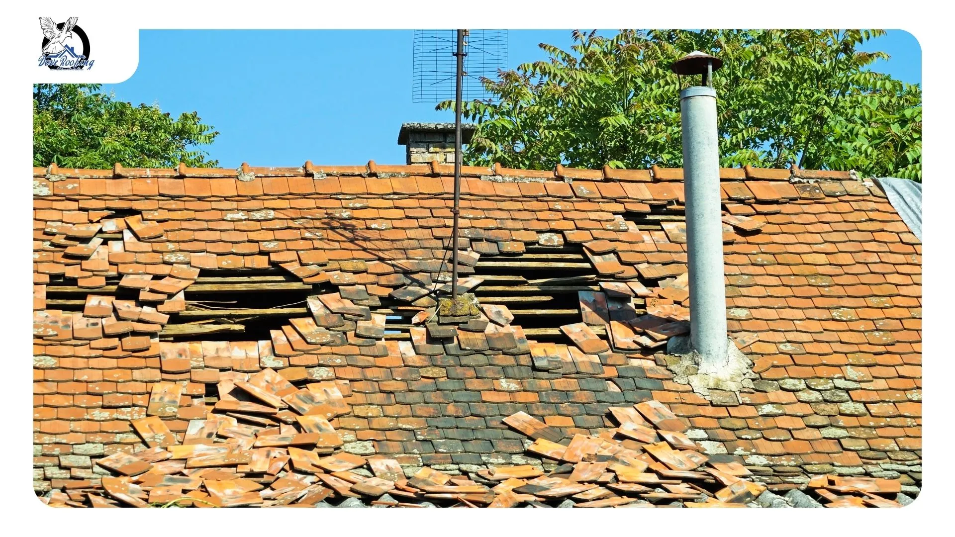 Broken roof tiles in a Cathedral City yard after monsoon winds displaced them