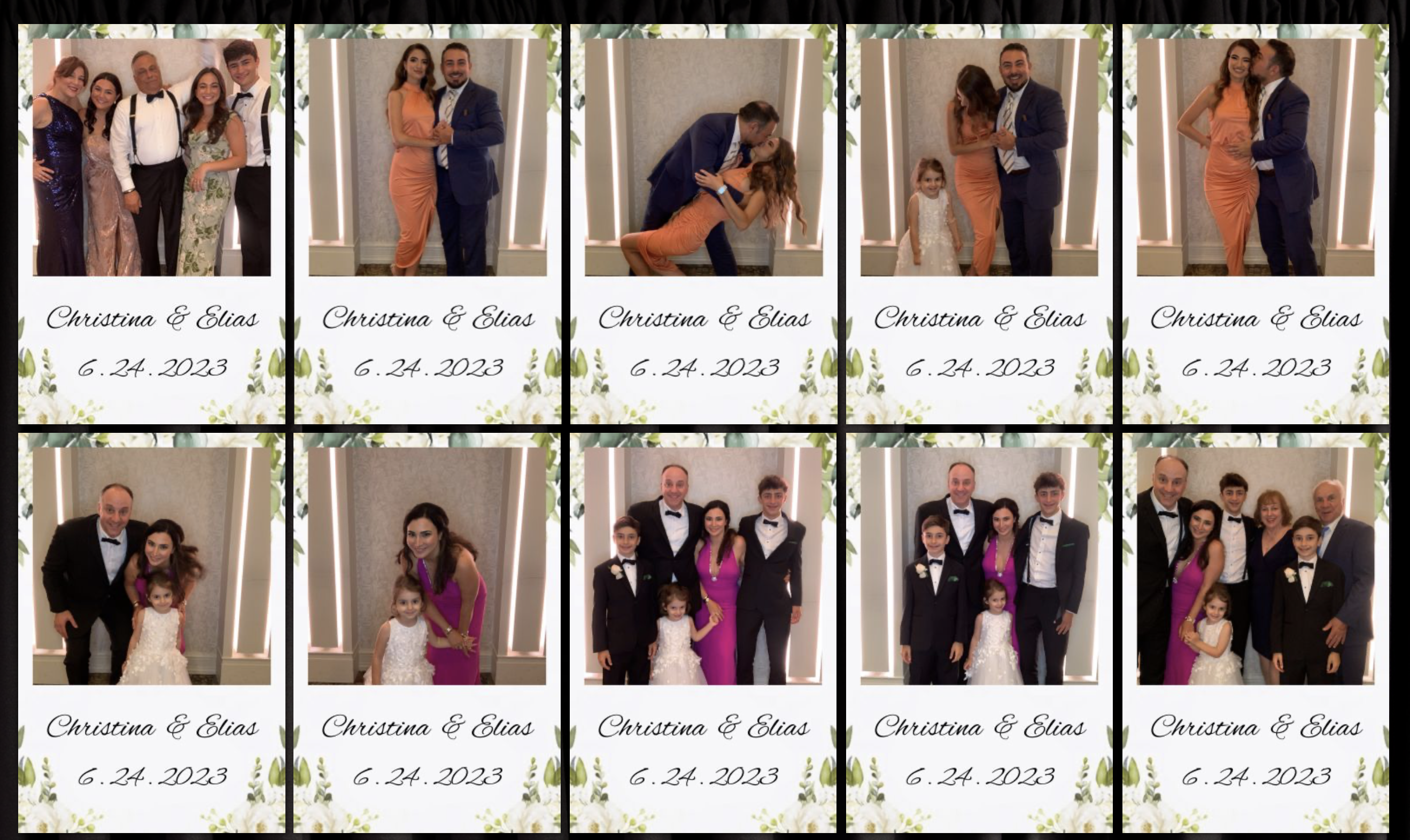 Online gallery grid of wedding photo booth prints