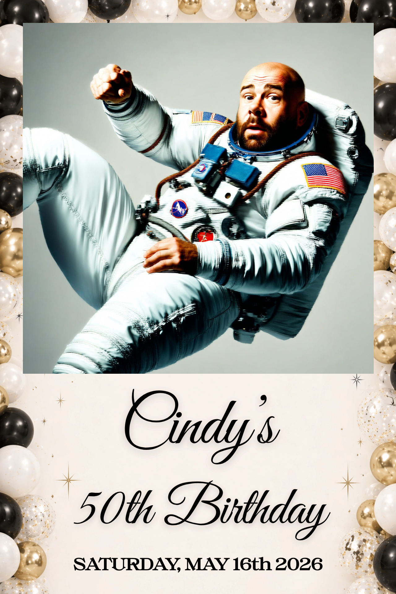 AI-generated astronaut portrait from a birthday photo booth