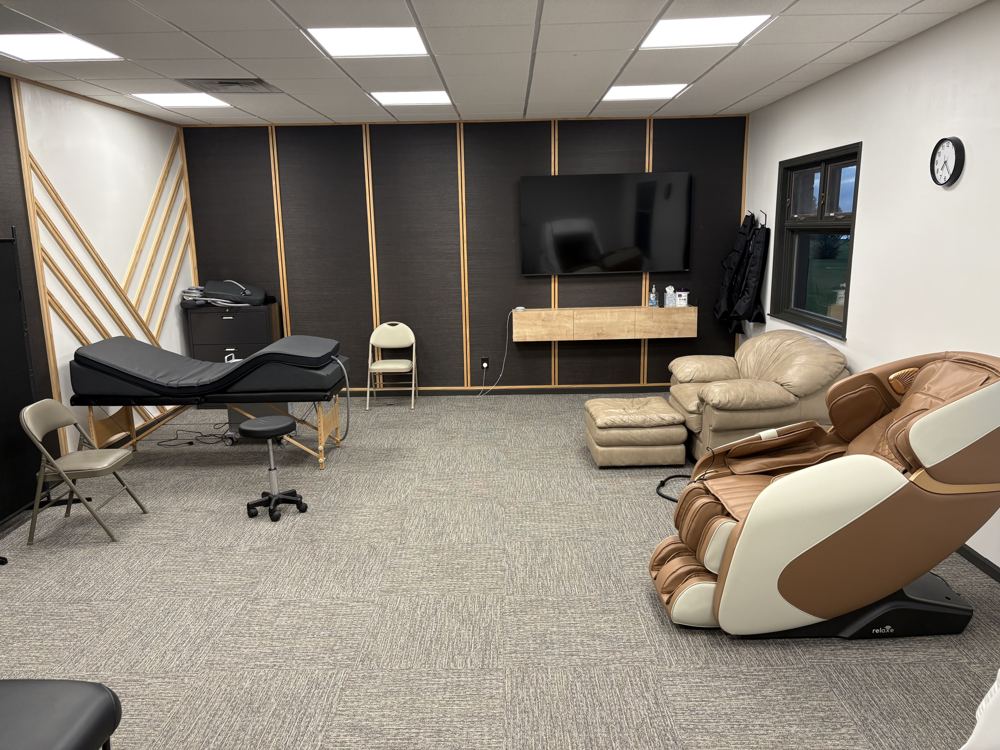 Massage and recovery chairs in the Lounge