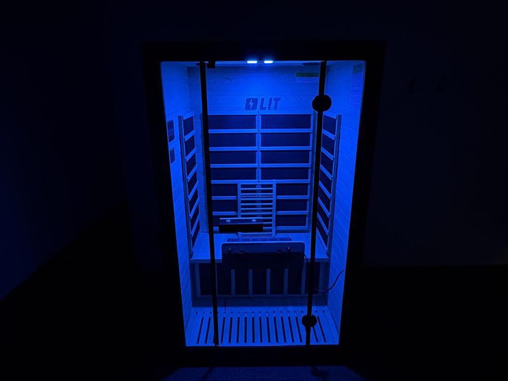 Infrared sauna in the Longevity Lounge