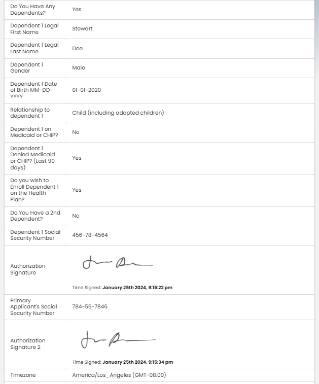 ACA lead capture — contact record page two
