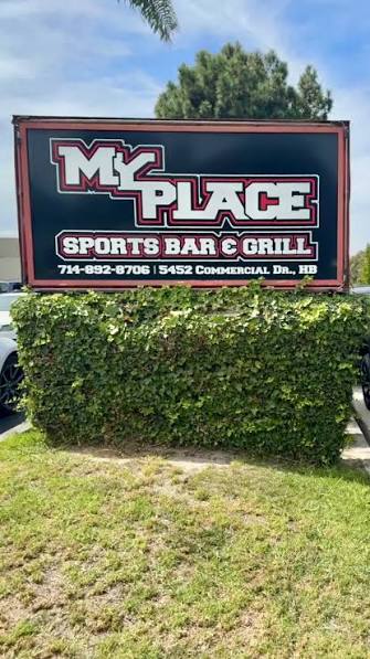 Kansas City Chiefs fans gathered in red jerseys at My Place Sports Bar and Grill in Huntington Beach