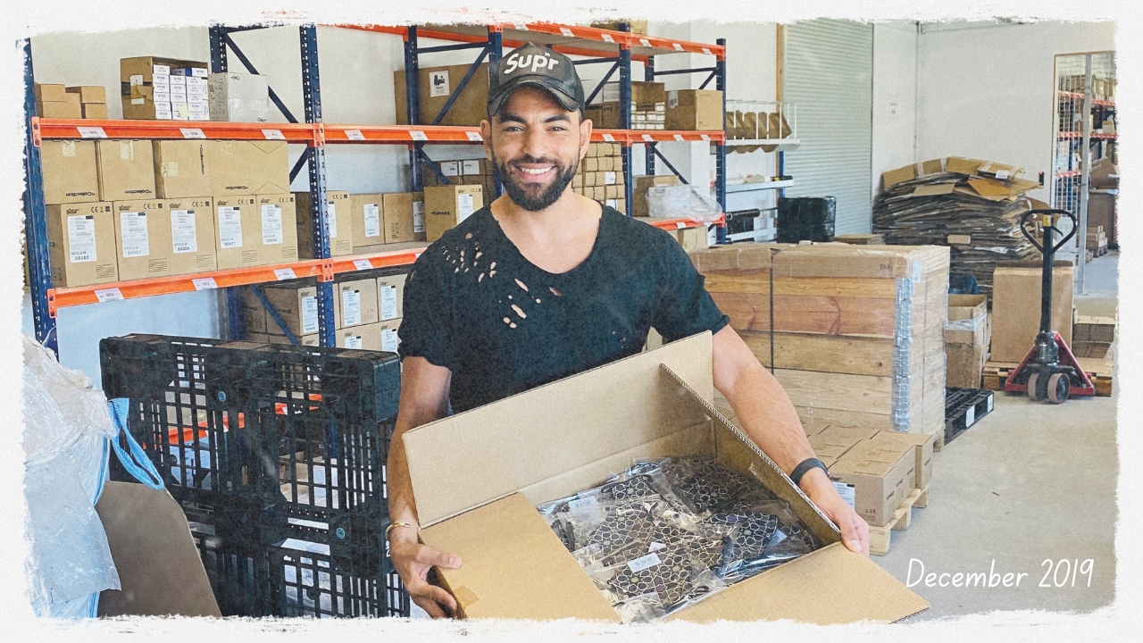 Kamal in the warehouse, December 2019
