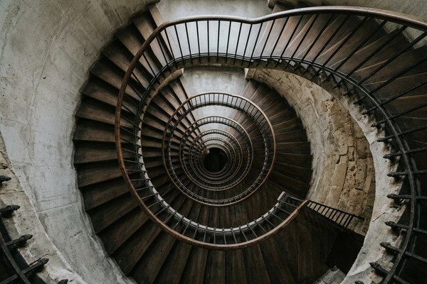Spiral staircase viewed from above