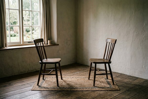 Two chairs facing each other in a quiet room