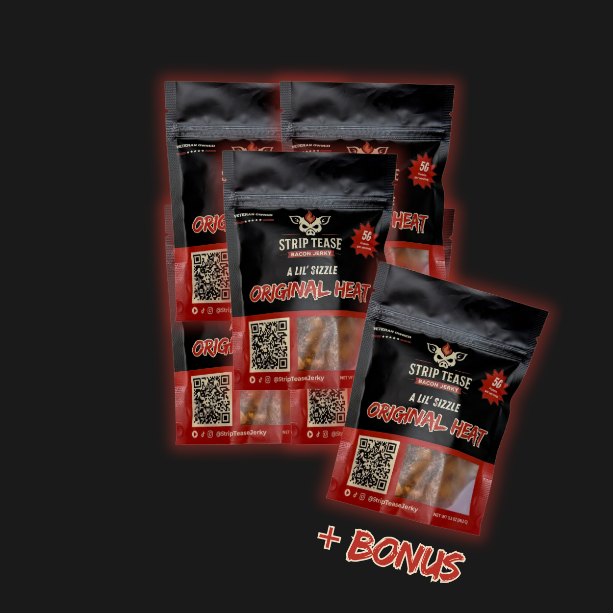 The Bonus Strip bundle, six Average Size 3.5 oz bags