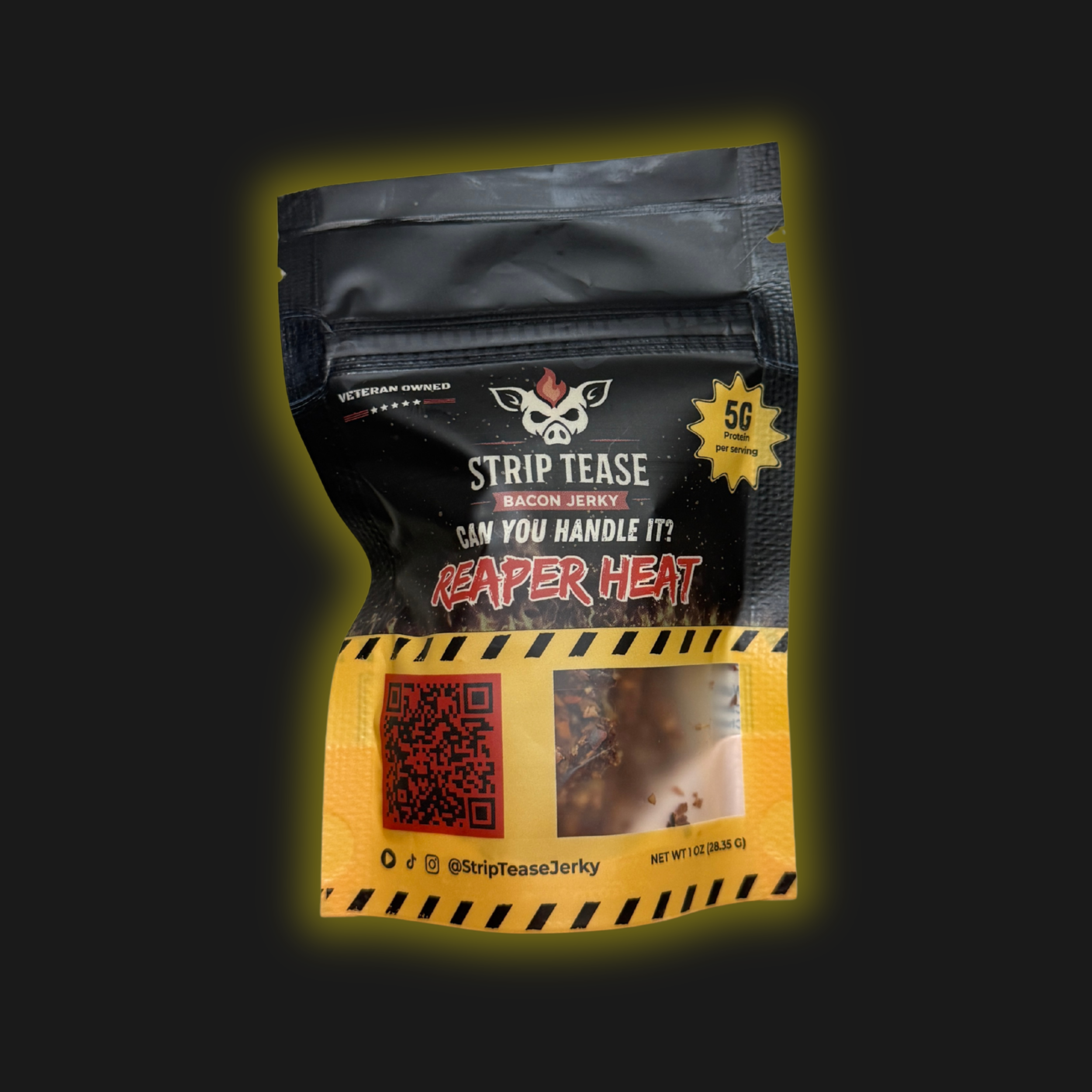 Reaper Heat bacon jerky, Micro Size 1 oz bag