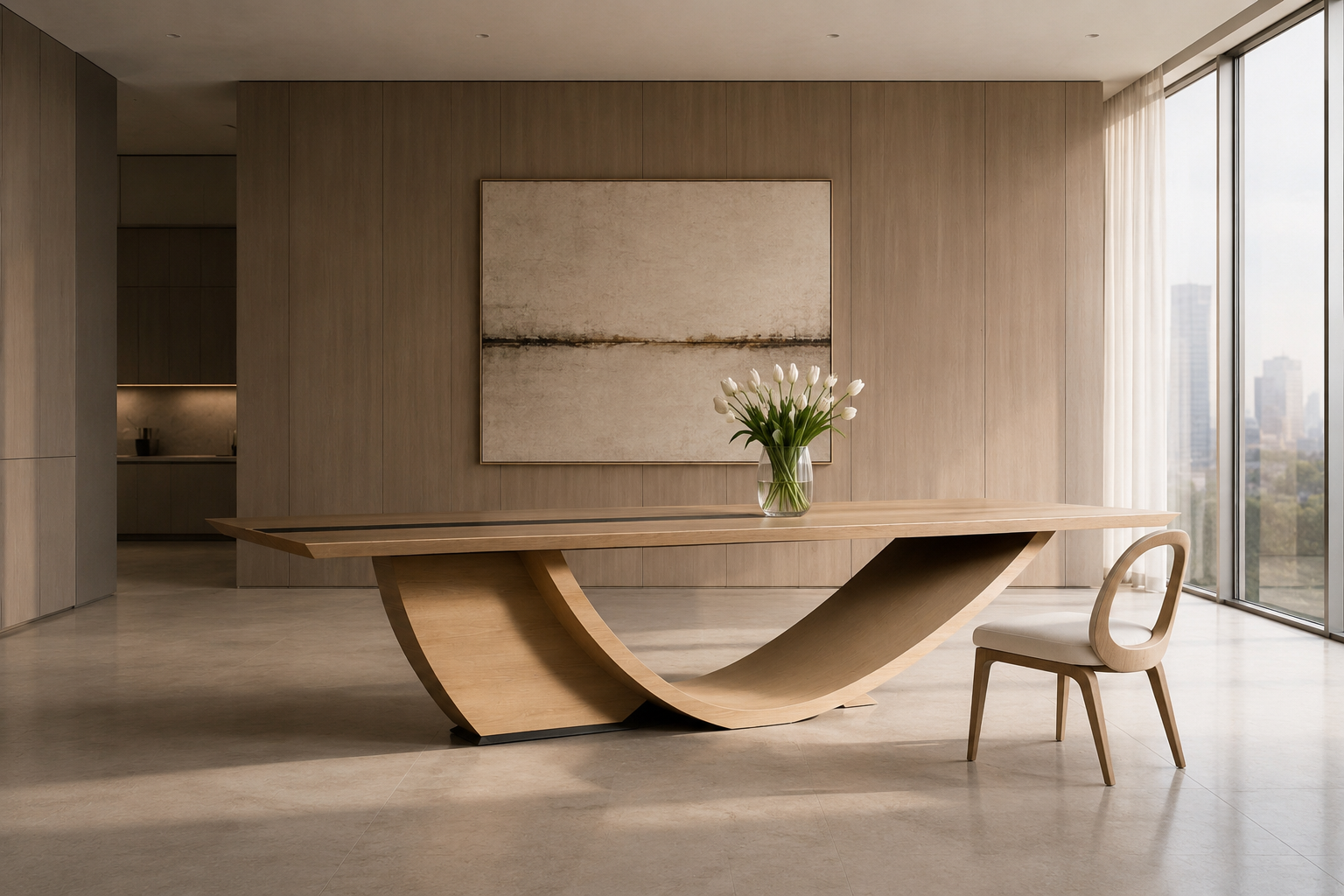 Sculptural dining table and chair — Paul Rene