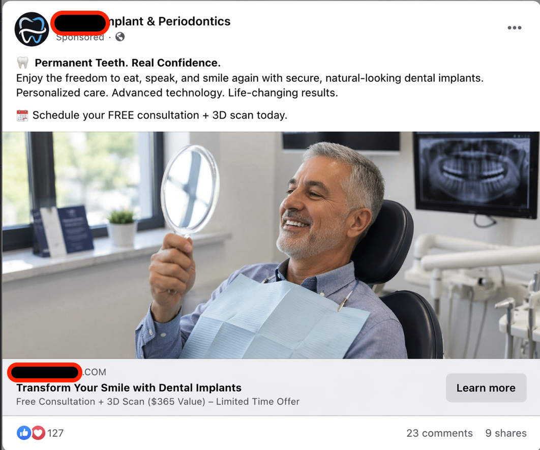 Example full-arch patient ad we build