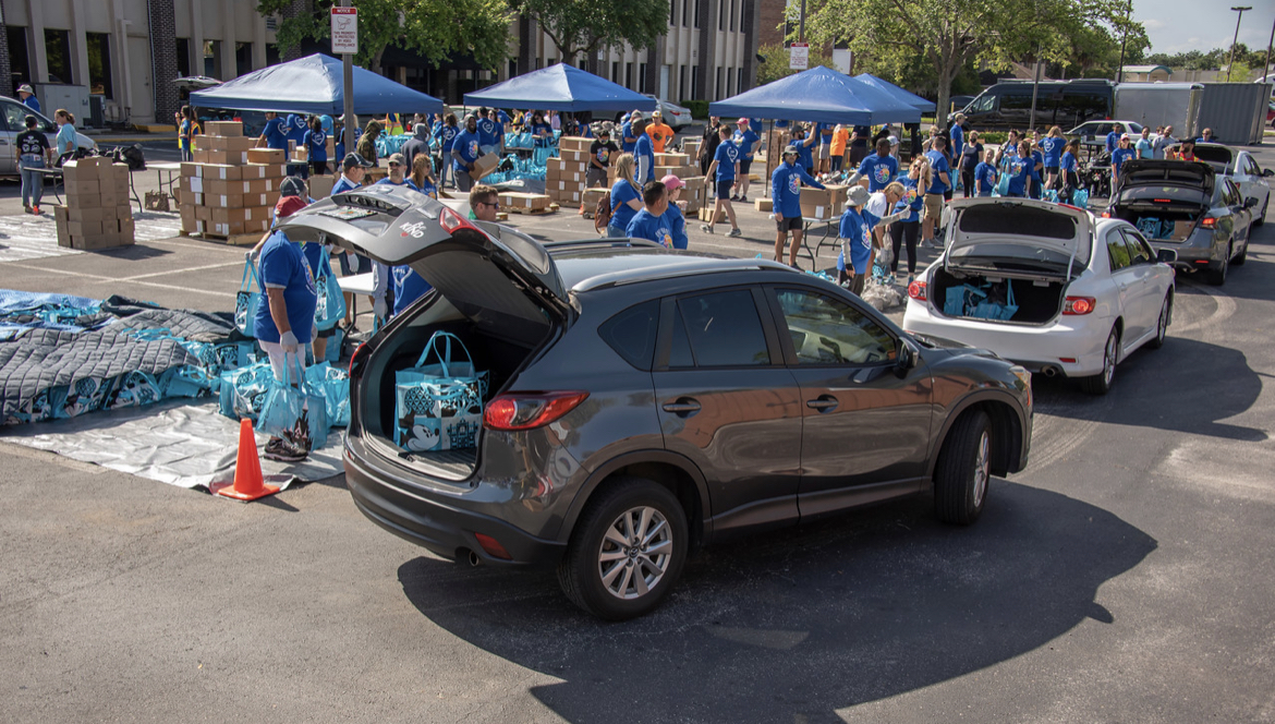 One Heart mobile food distribution team serving Central Florida neighborhoods