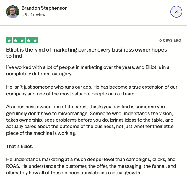 Client testimonial