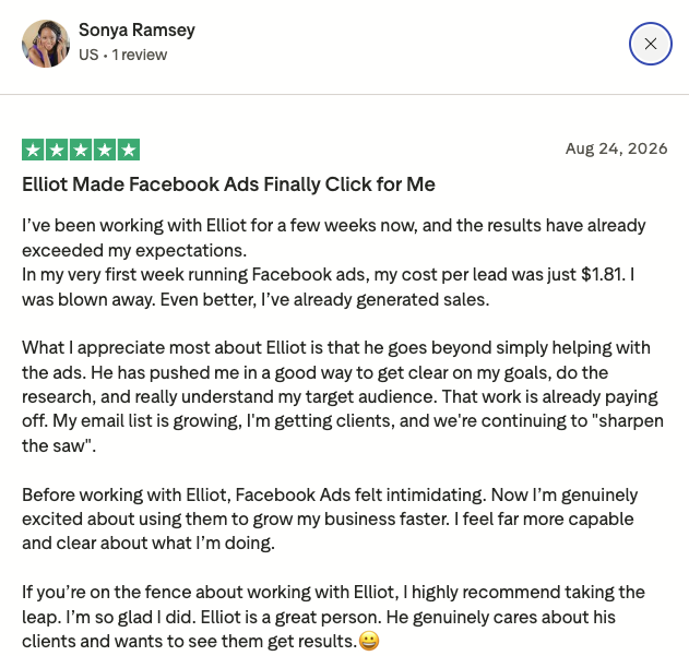 Client testimonial