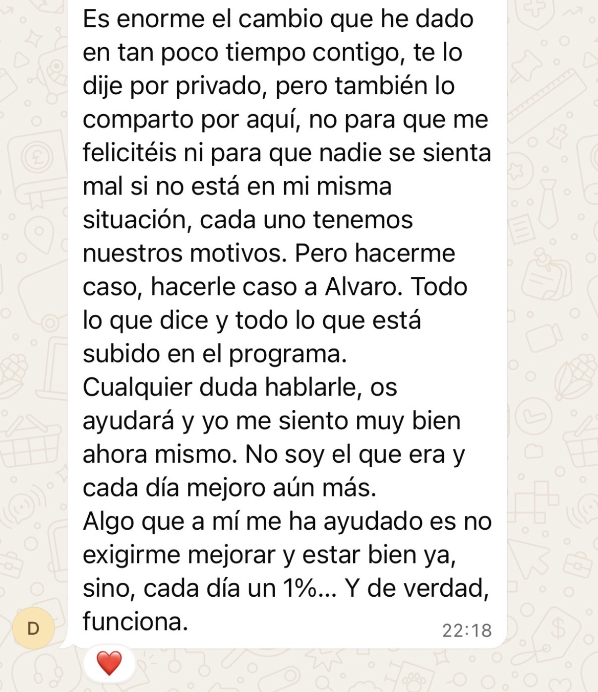 Mensaje de una persona acompañada: 