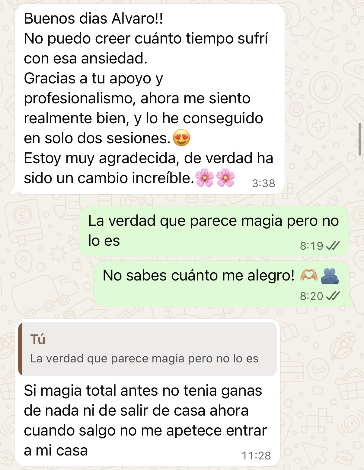 Mensaje de una persona acompañada: 