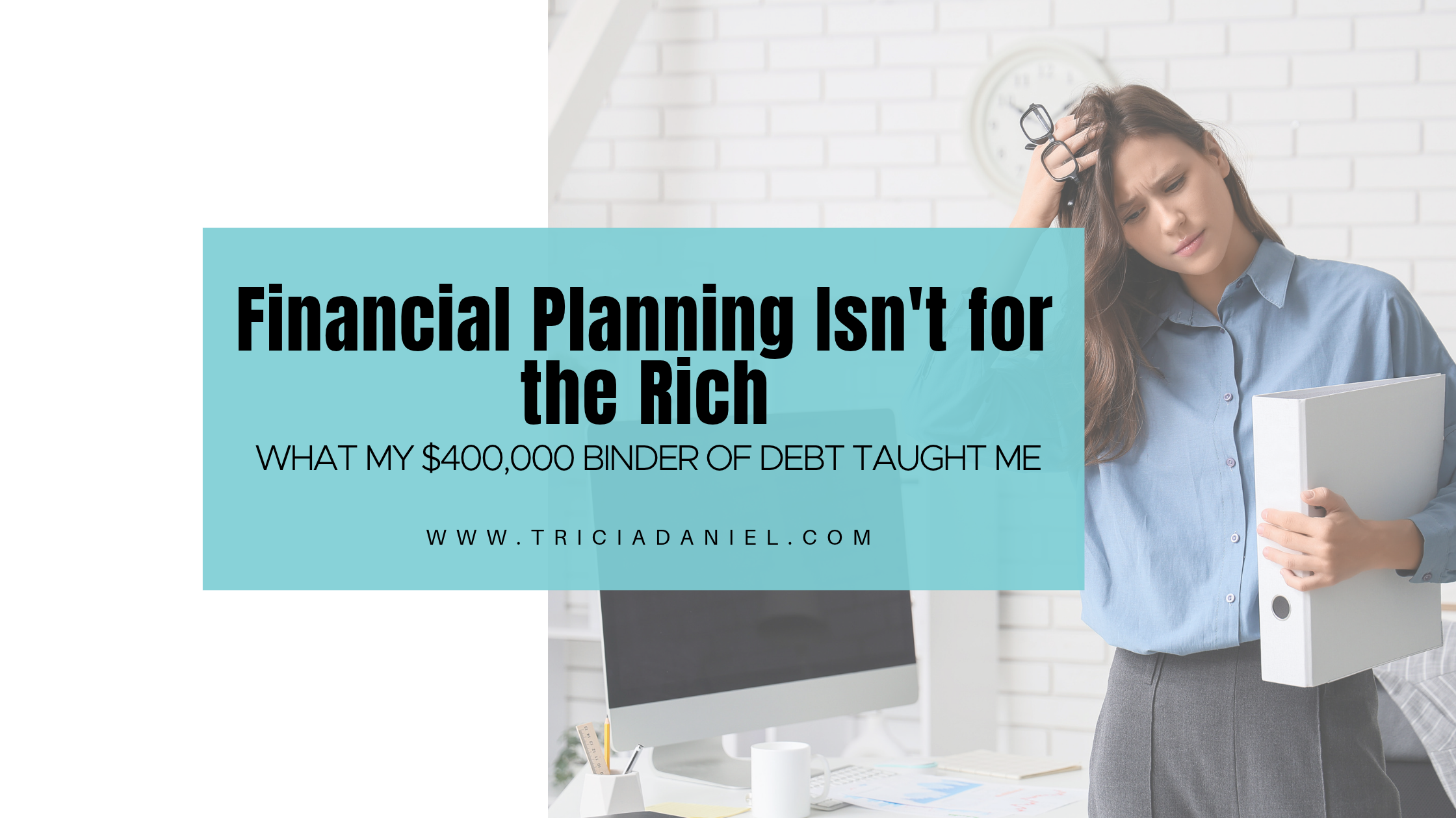 Women holding debt binder Women holding debt binder