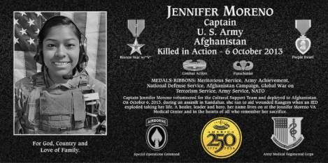 Example Honor Plaque bearing the 250th Gold Medallion