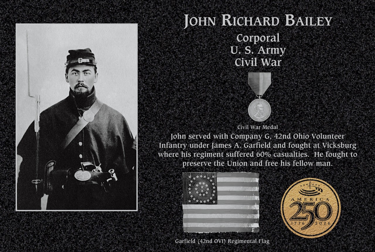 Medium 12 by 8 inch granite plaque with the 250th medallion