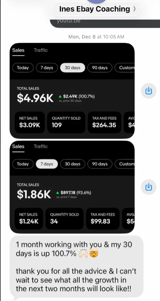 Ines shares her first month of sales growth