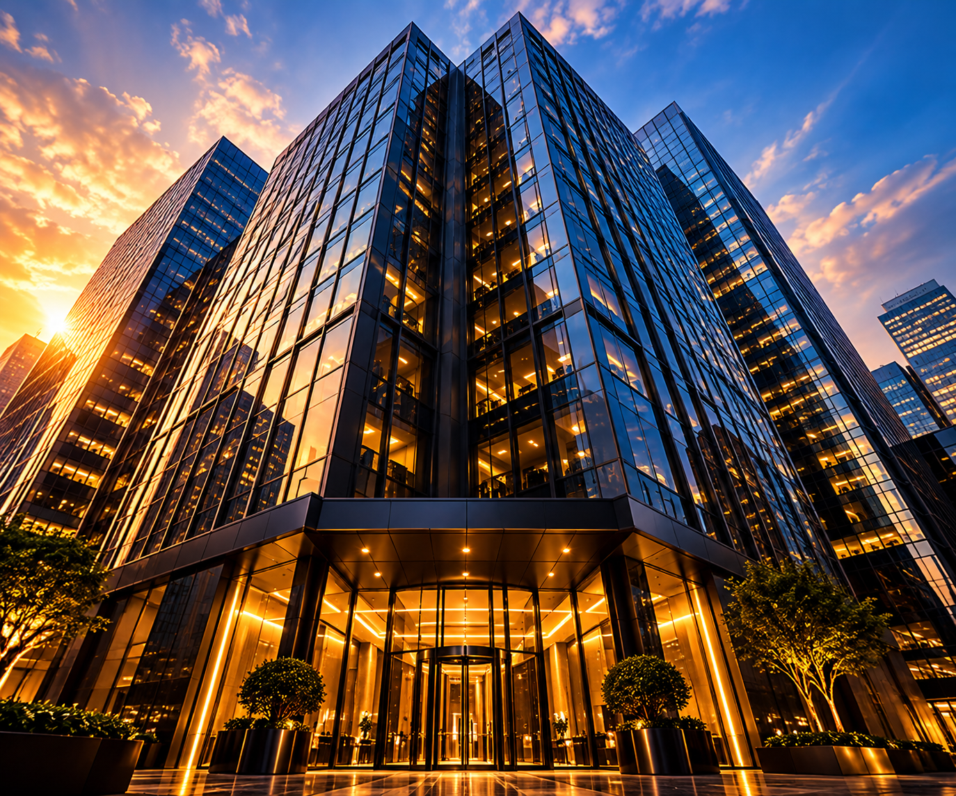 Modern corporate skyscrapers