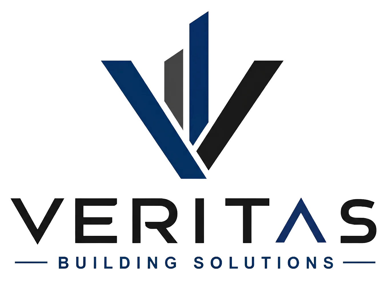 Veritas Building Solutions logo featuring an abstract blue and gray upward-pointing geometric symbol above text.